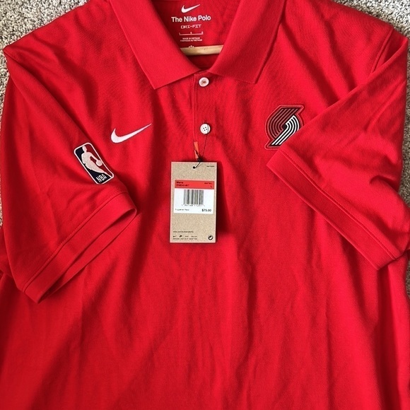 NBA PORTLAND TRAILBLAZERS NIKE MEN’S POLO SHIRT - SIZE LARGE - Picture 7 of 9